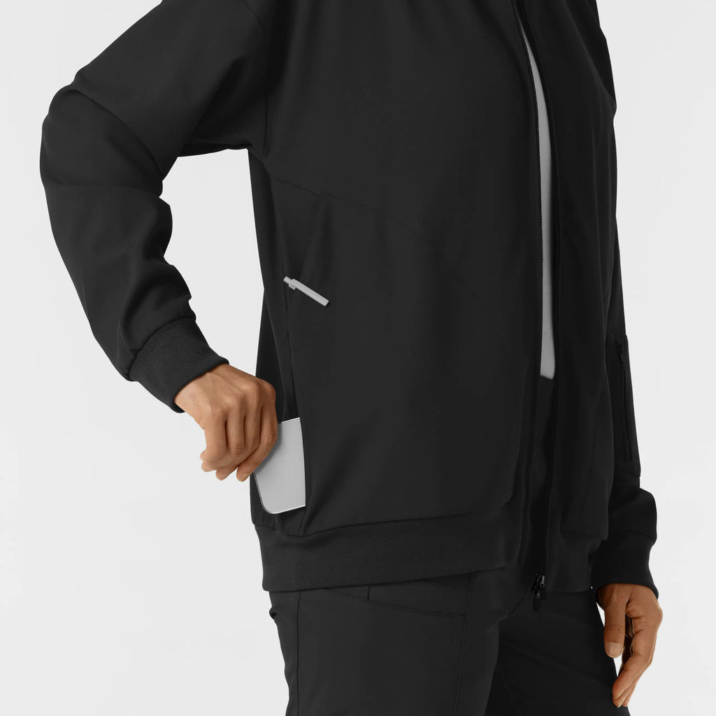 Wink Scrubs Women's Bomber Scrub Jacket Black | scrub-supply.com