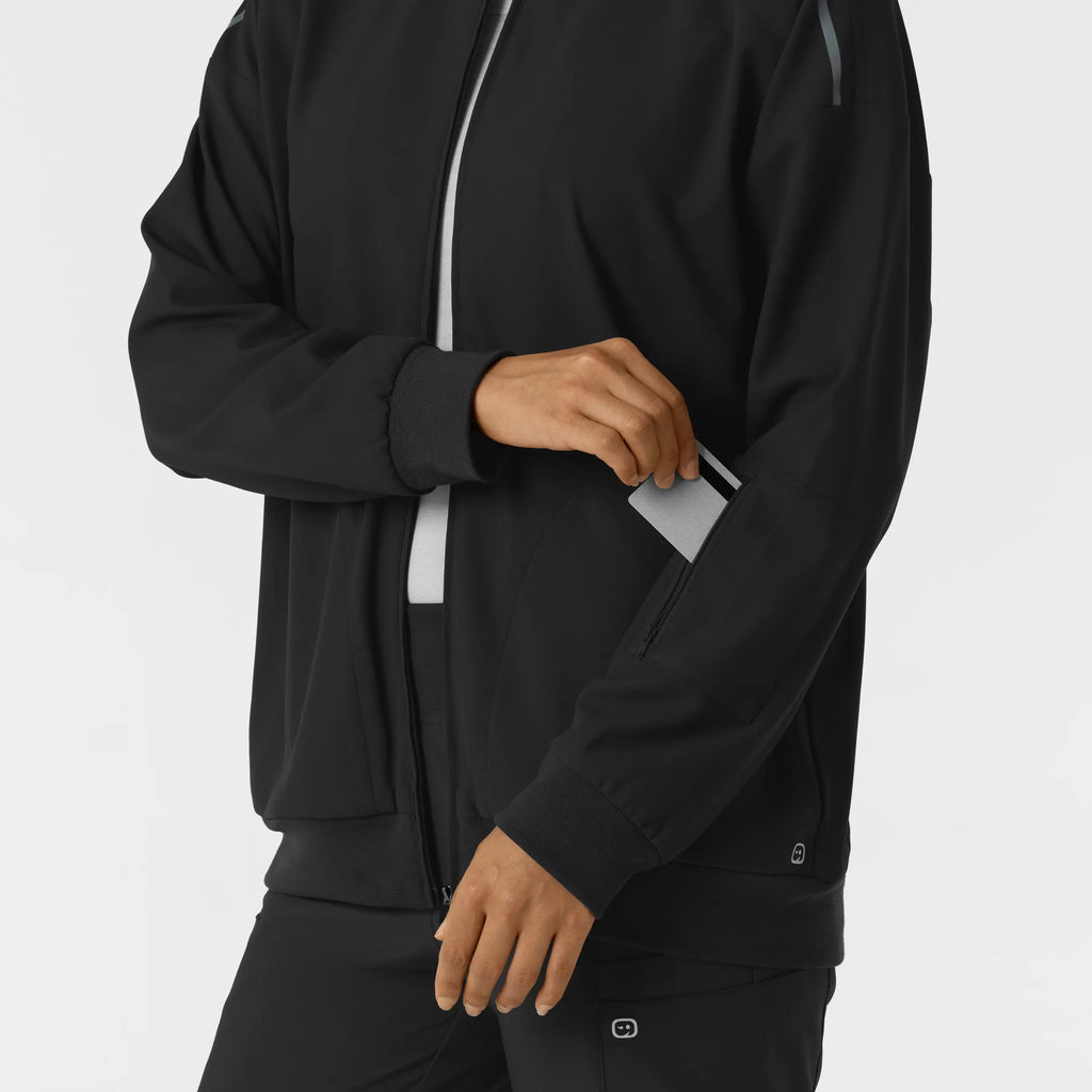 Wink Scrubs Women's Bomber Scrub Jacket Black | scrub-supply.com