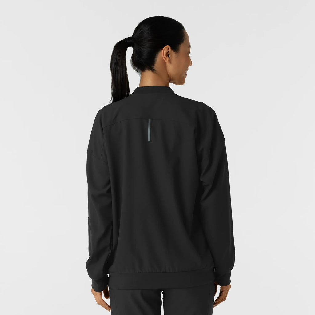 Wink Scrubs Women's Bomber Scrub Jacket Black | scrub-supply.com