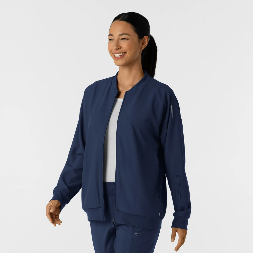 Wink Scrubs Women's Bomber Scrub Jacket Navy | scrub-supply.com