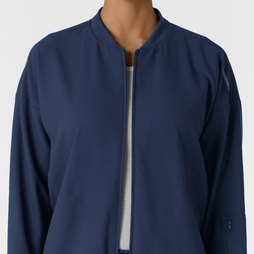 Wink Scrubs Women's Bomber Scrub Jacket Navy | scrub-supply.com