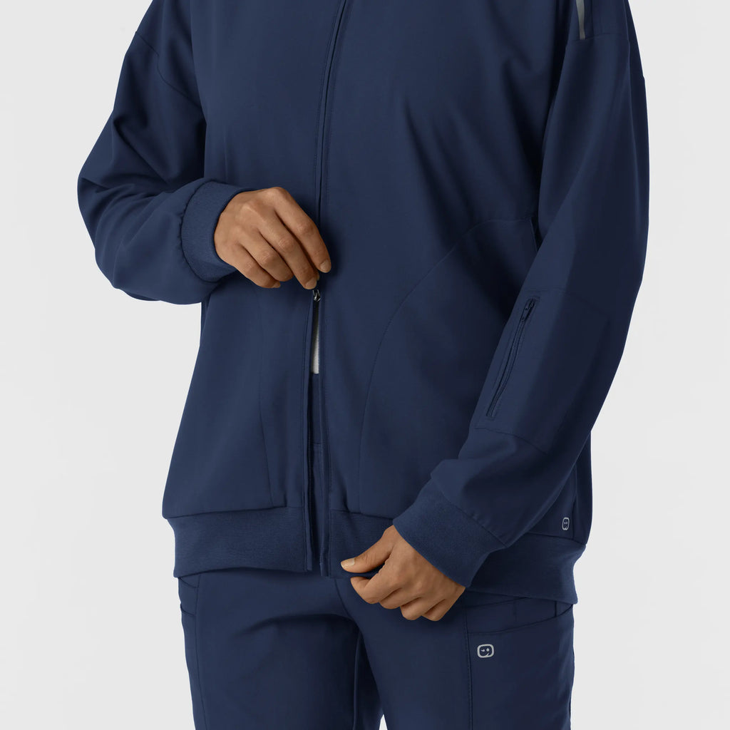 Wink Scrubs Women's Bomber Scrub Jacket Navy | scrub-supply.com