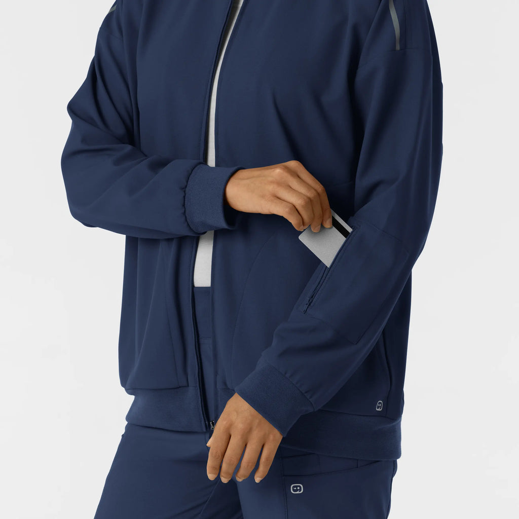 Wink Scrubs Women's Bomber Scrub Jacket Navy | scrub-supply.com