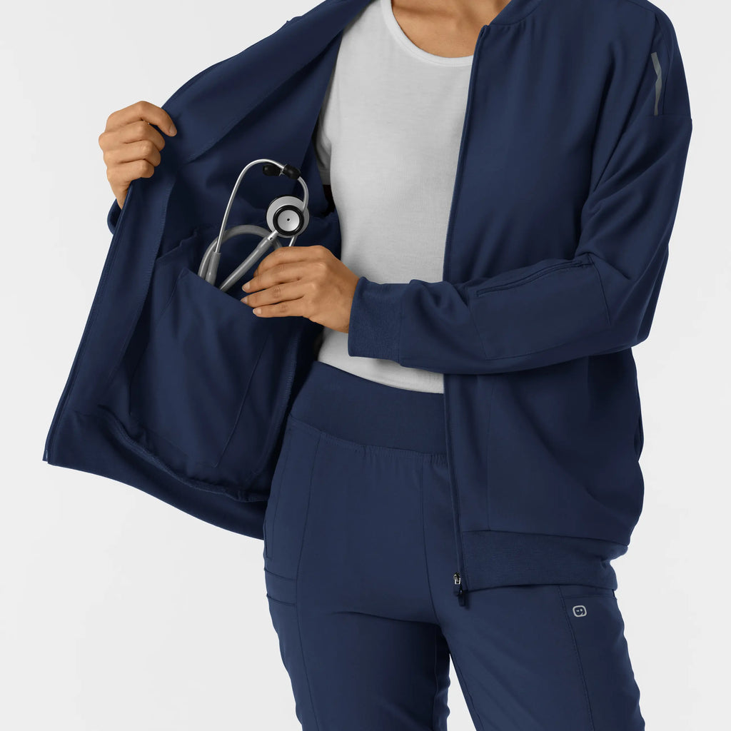 Wink Scrubs Women's Bomber Scrub Jacket Navy | scrub-supply.com