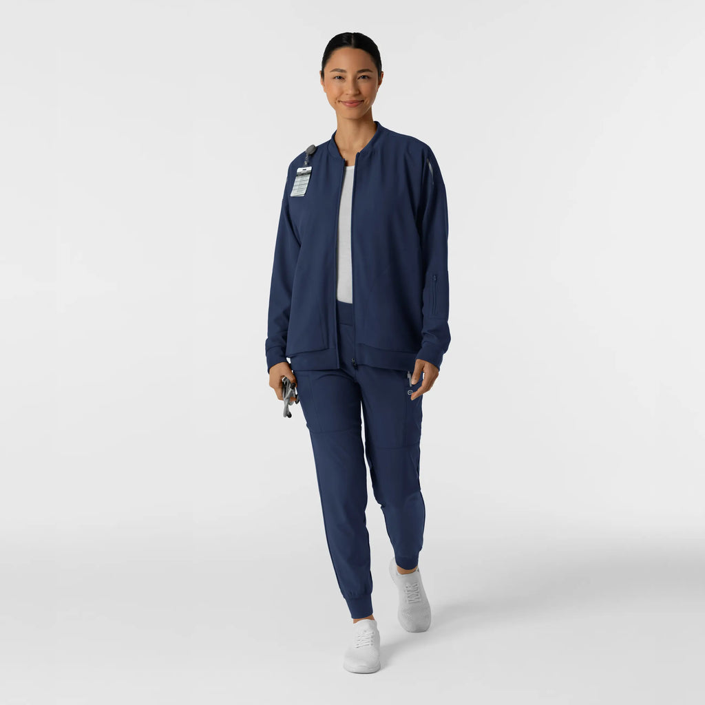 Wink Scrubs Women's Bomber Scrub Jacket Navy | scrub-supply.com