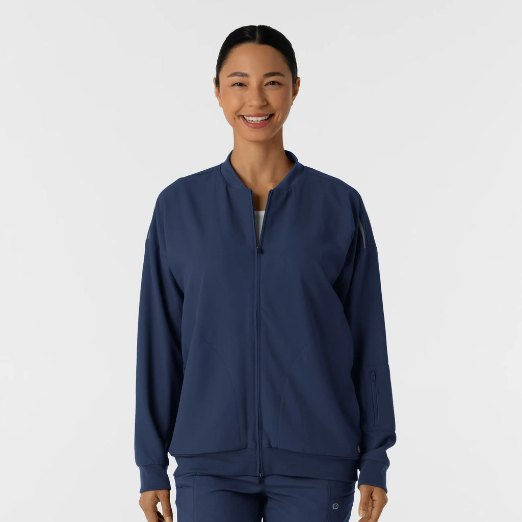 Wink Scrubs Women's Bomber Scrub Jacket Navy | scrub-supply.com