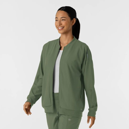 Wink Scrubs Women's Bomber Scrub Jacket Olive | scrub-supply.com