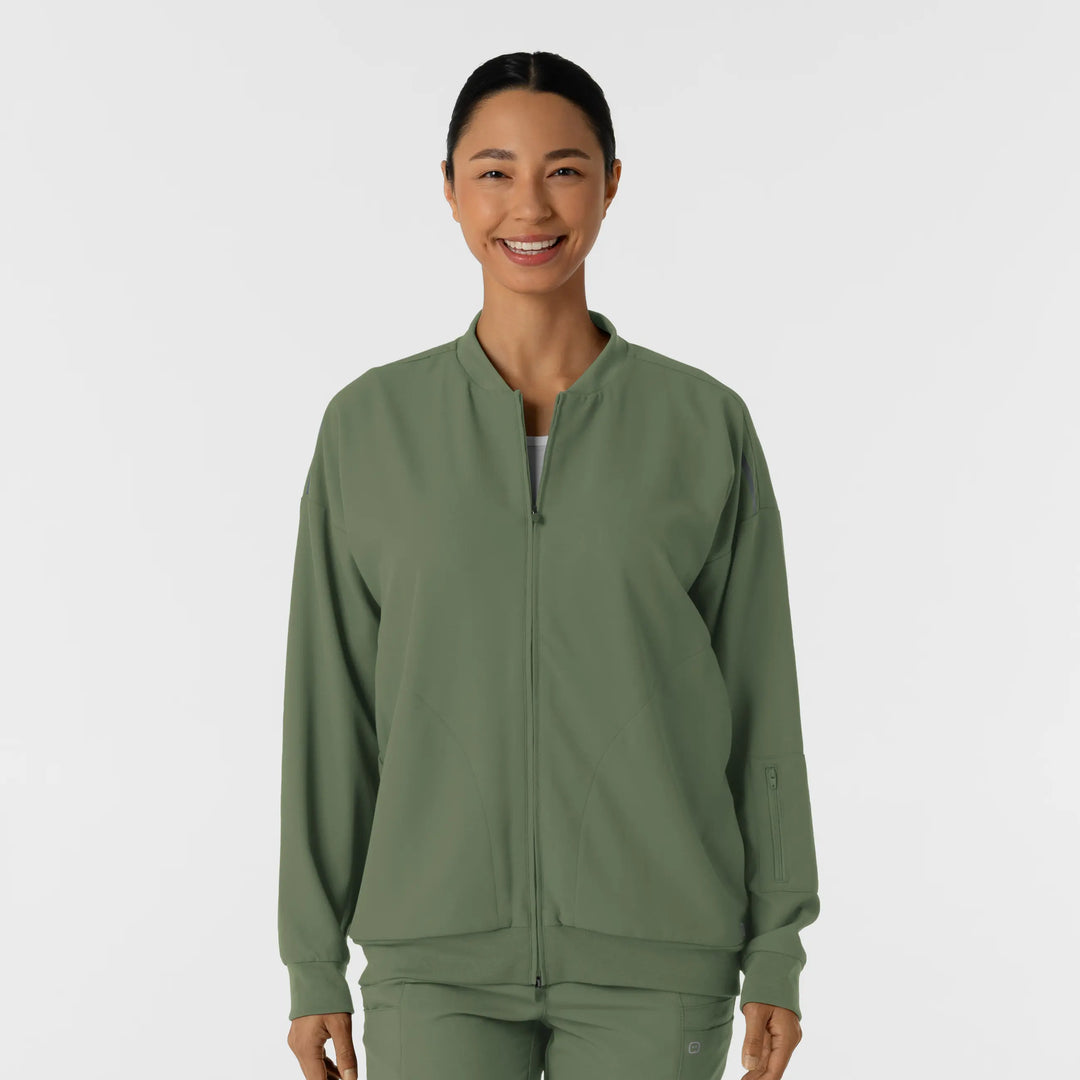 Wink Scrubs Women's Bomber Scrub Jacket Olive | scrub-supply.com