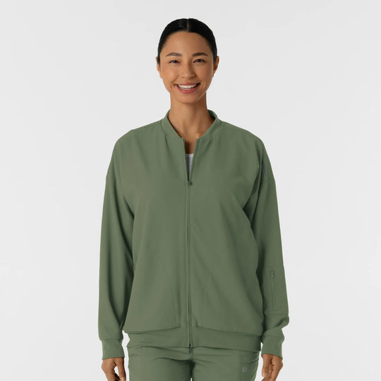 Wink Scrubs Women's Bomber Scrub Jacket Olive | scrub-supply.com