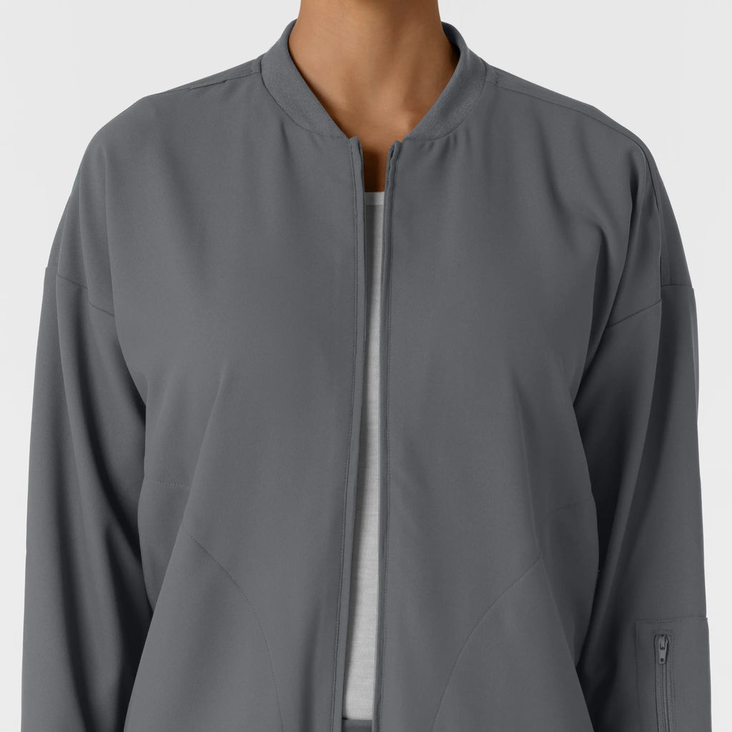 Wink Scrubs Women's Bomber Scrub Jacket Pewter | scrub-supply.com