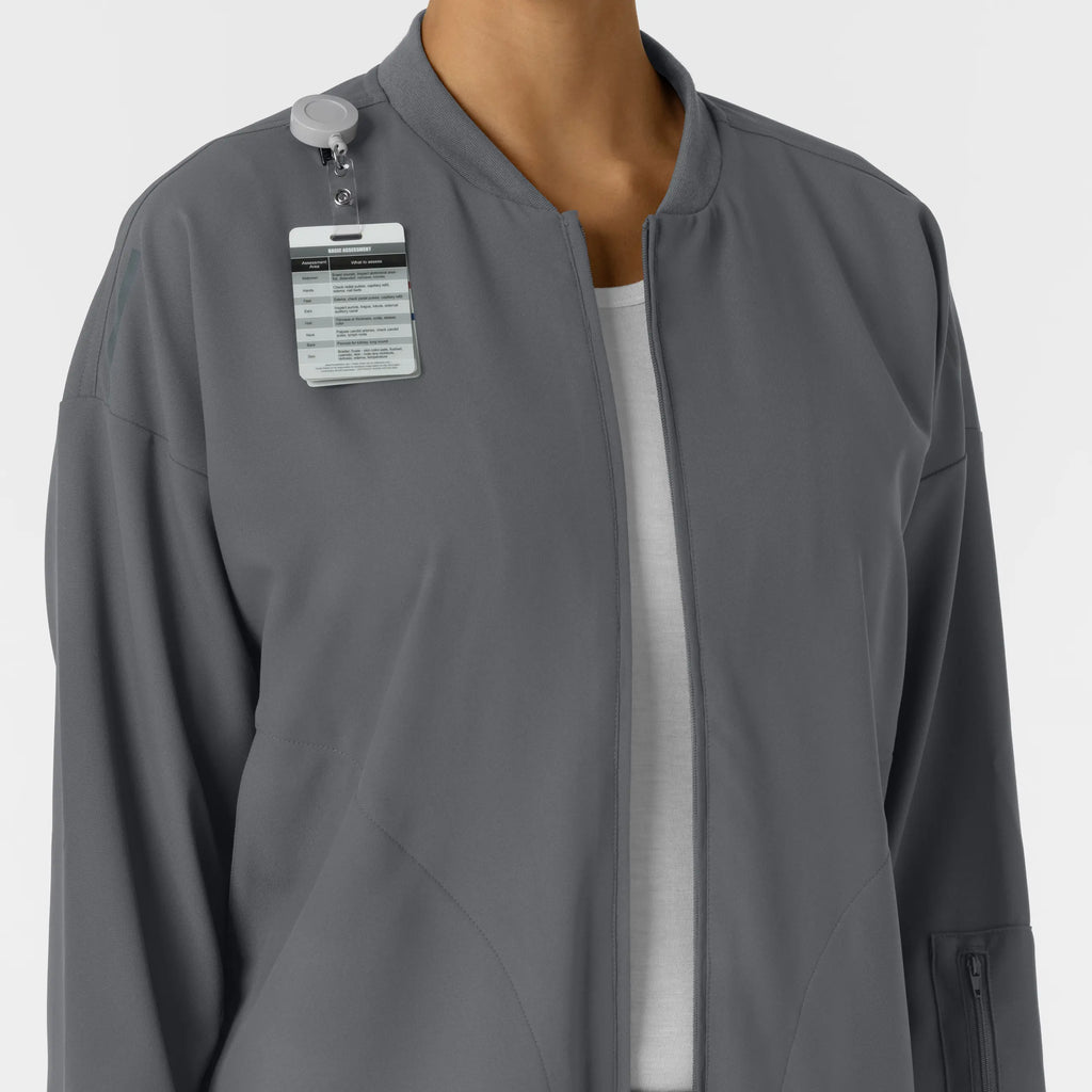 Wink Scrubs Women's Bomber Scrub Jacket Pewter | scrub-supply.com