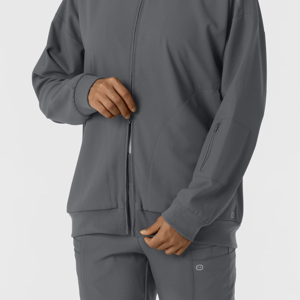 Wink Scrubs Women's Bomber Scrub Jacket Pewter | scrub-supply.com