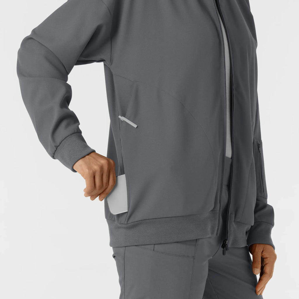 Wink Scrubs Women's Bomber Scrub Jacket Pewter | scrub-supply.com