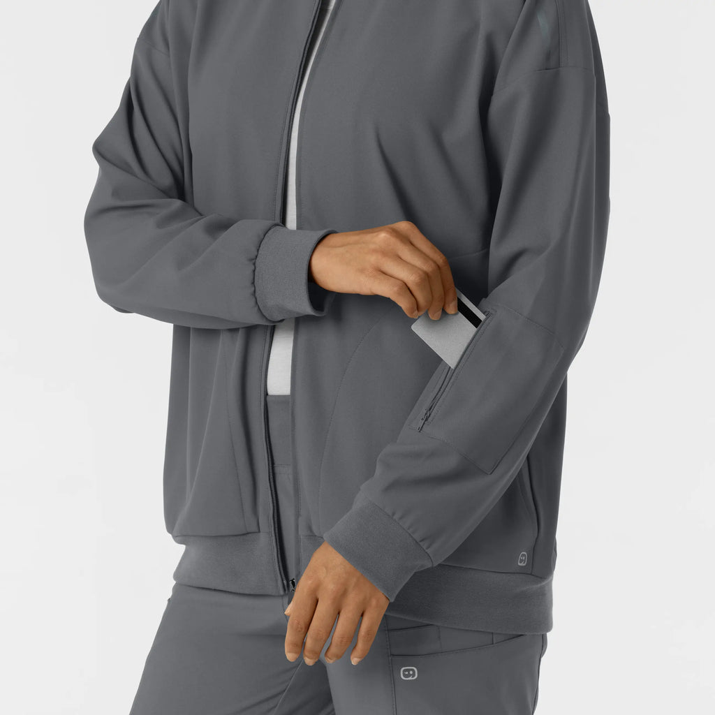 Wink Scrubs Women's Bomber Scrub Jacket Pewter | scrub-supply.com