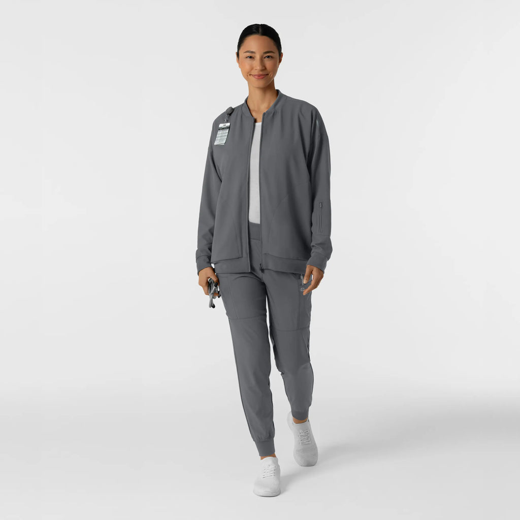 Wink Scrubs Women's Bomber Scrub Jacket Pewter | scrub-supply.com