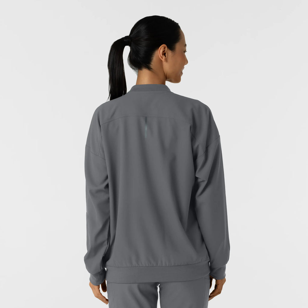 Wink Scrubs Women's Bomber Scrub Jacket Pewter | scrub-supply.com