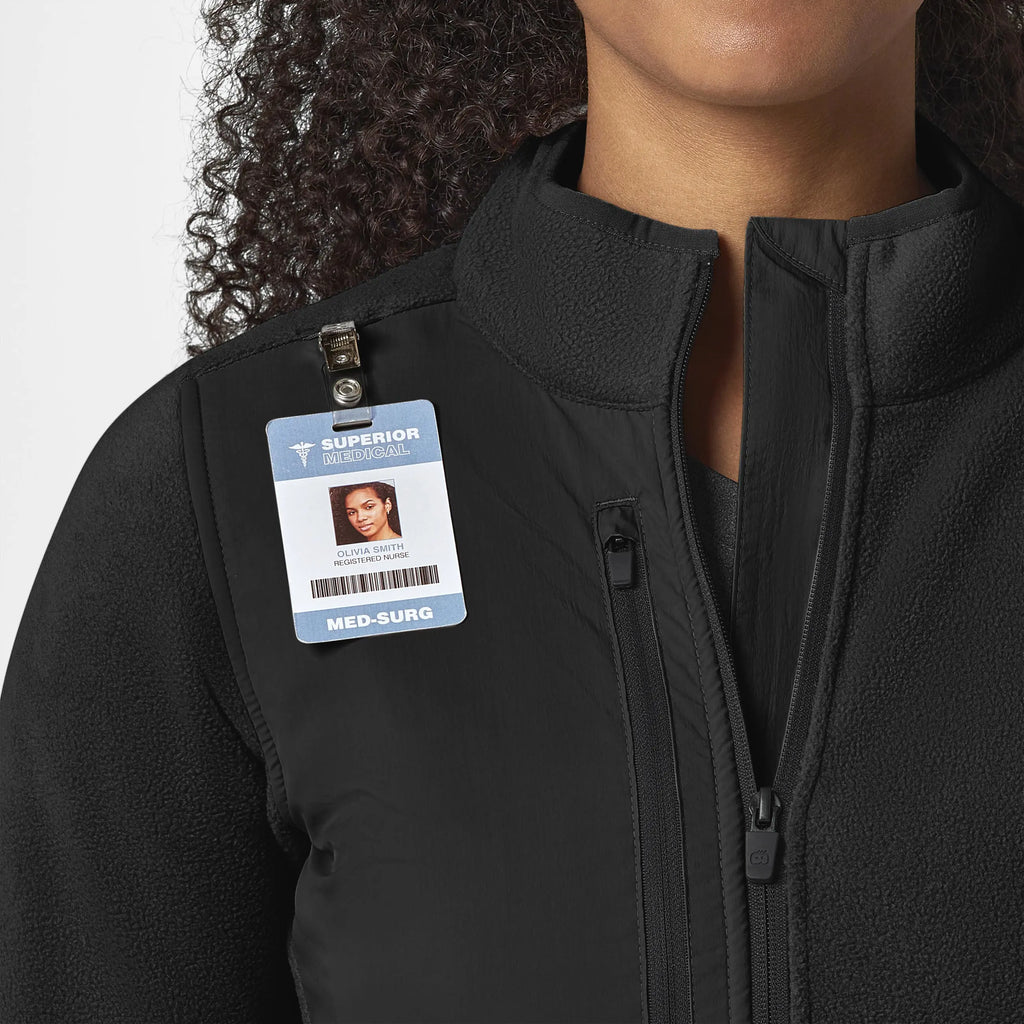 Wink Scrubs Women's Micro Fleece Zip Jacket Black | scrub-supply.com