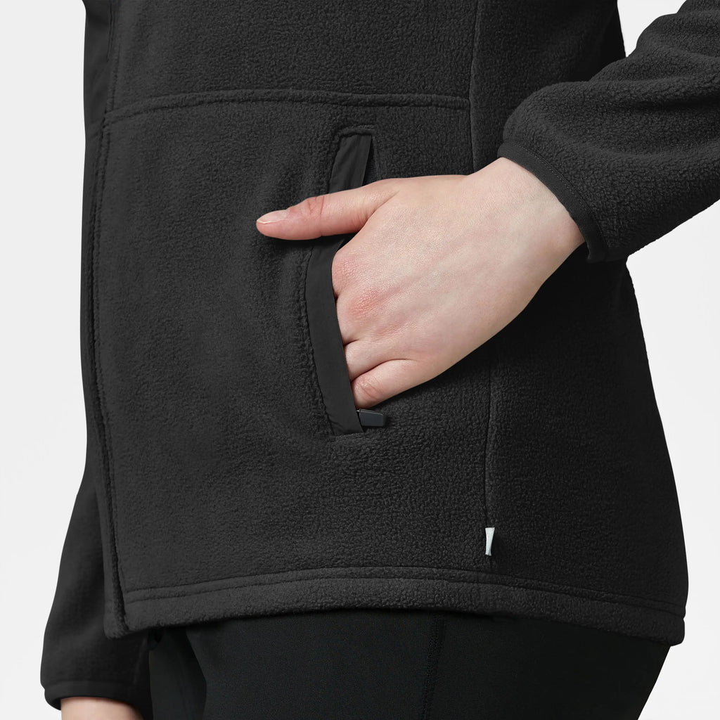 Wink Scrubs Women's Micro Fleece Zip Jacket Black | scrub-supply.com