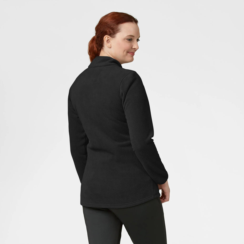 Wink Scrubs Women's Micro Fleece Zip Jacket Black | scrub-supply.com