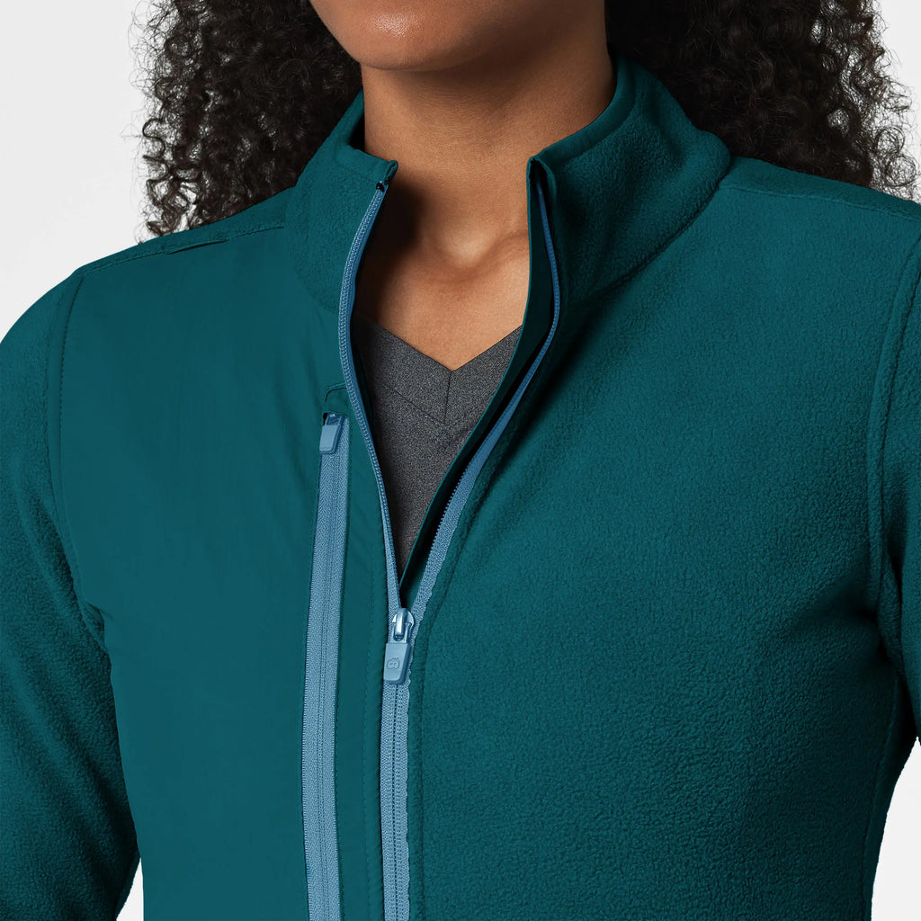 Wink Scrubs Women's Micro Fleece Zip Jacket Caribbean Blue | scrub-supply.com