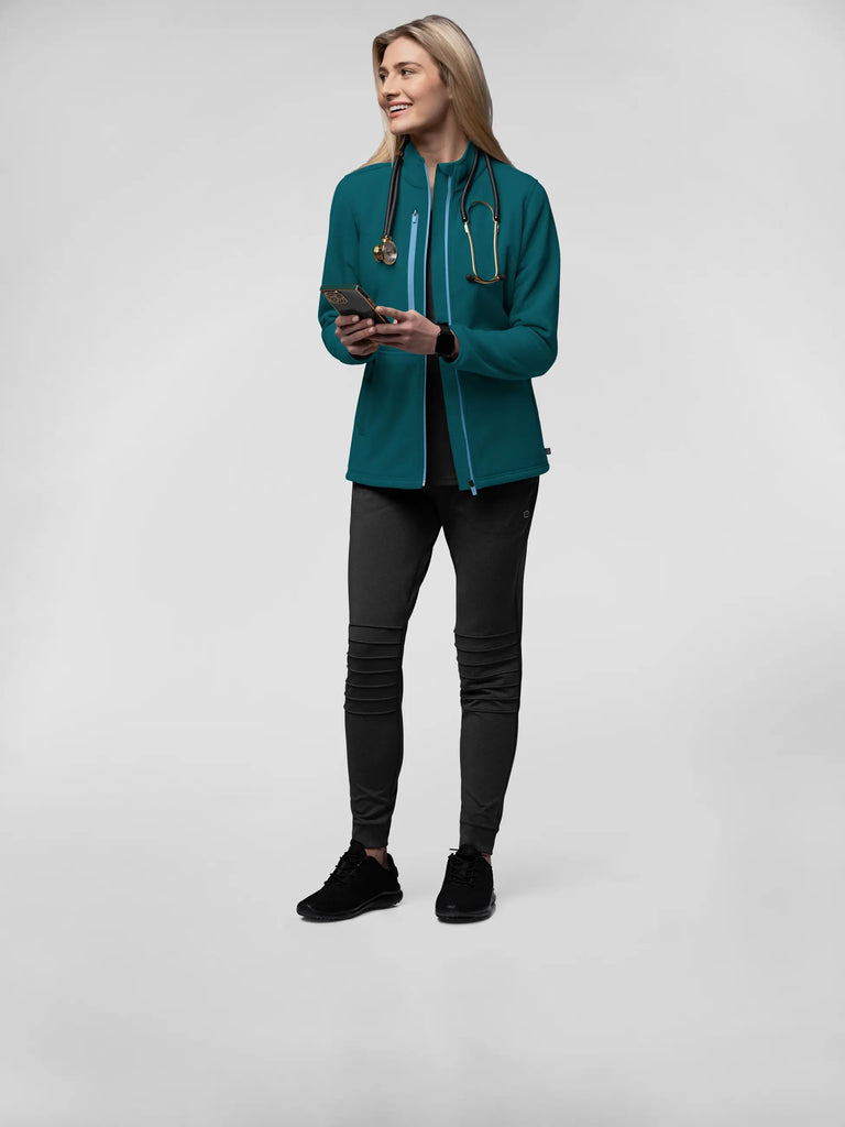 Wink Scrubs Women's Micro Fleece Zip Jacket Caribbean Blue | scrub-supply.com