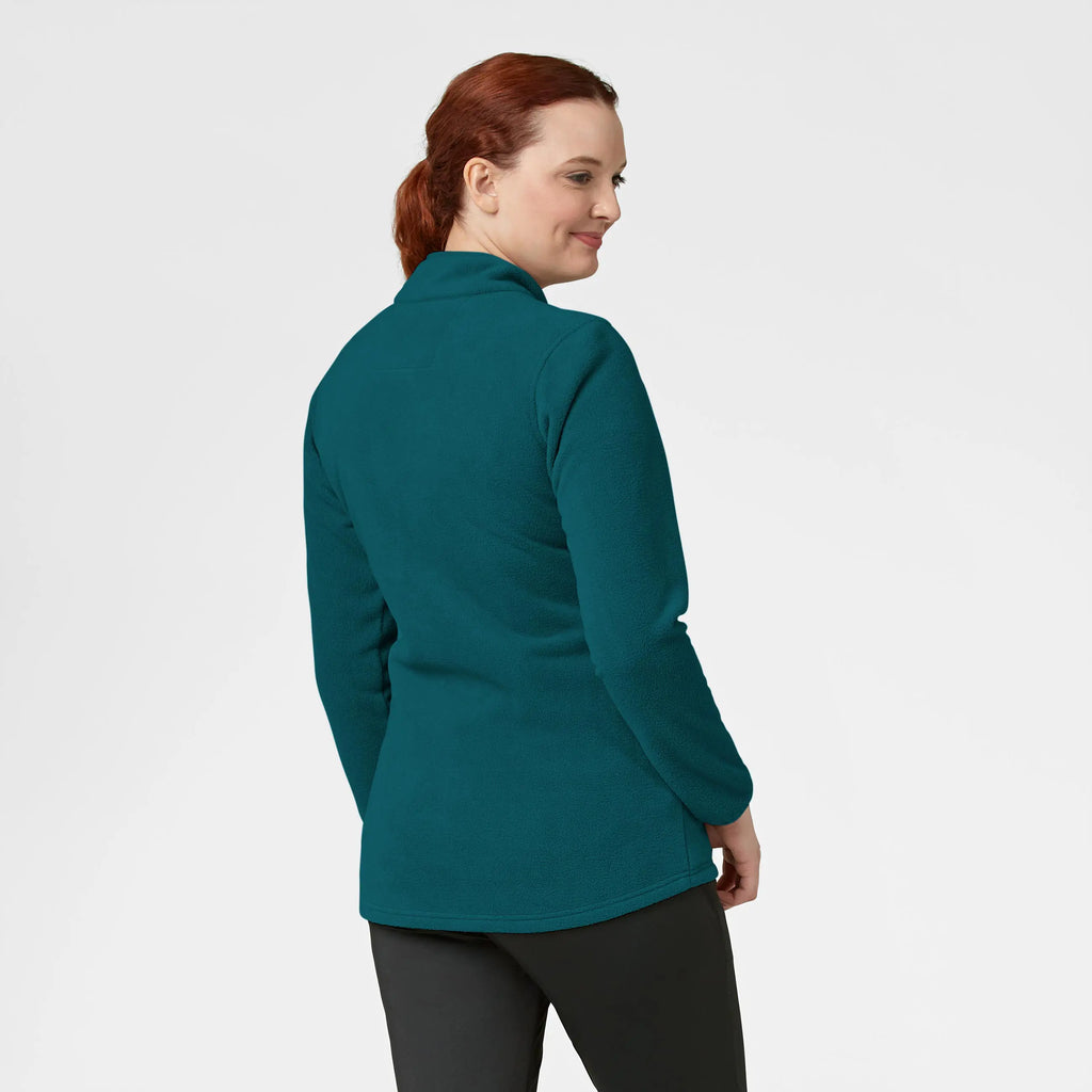 Wink Scrubs Women's Micro Fleece Zip Jacket Caribbean Blue | scrub-supply.com