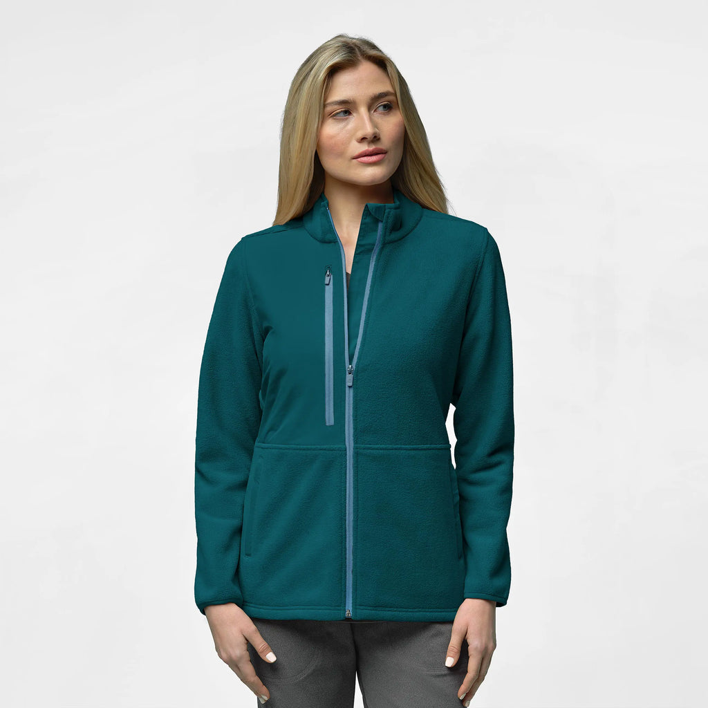 Wink Scrubs Women's Micro Fleece Zip Jacket Caribbean Blue | scrub-supply.com