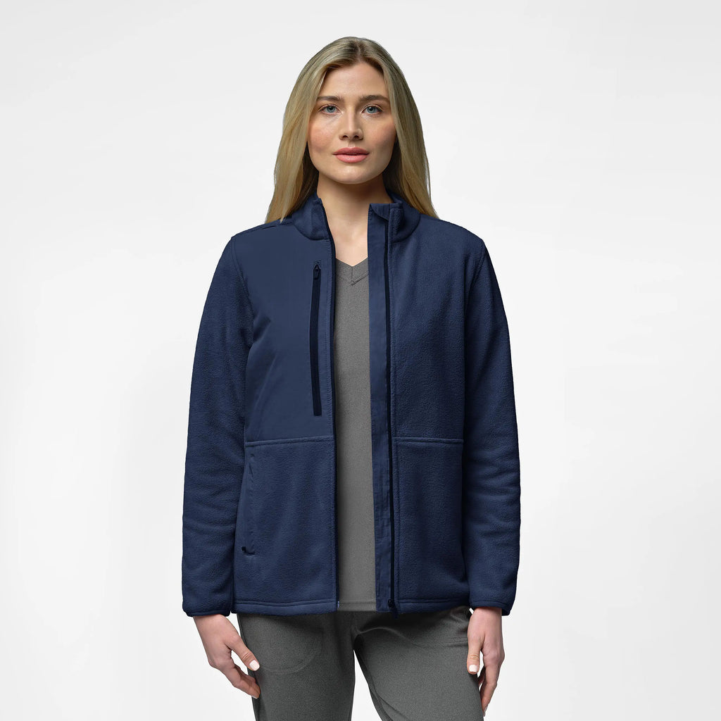 Wink Scrubs Women's Micro Fleece Zip Jacket Navy | scrub-supply.com