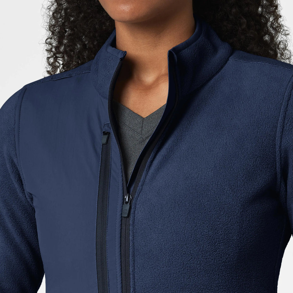 Wink Scrubs Women's Micro Fleece Zip Jacket Navy | scrub-supply.com