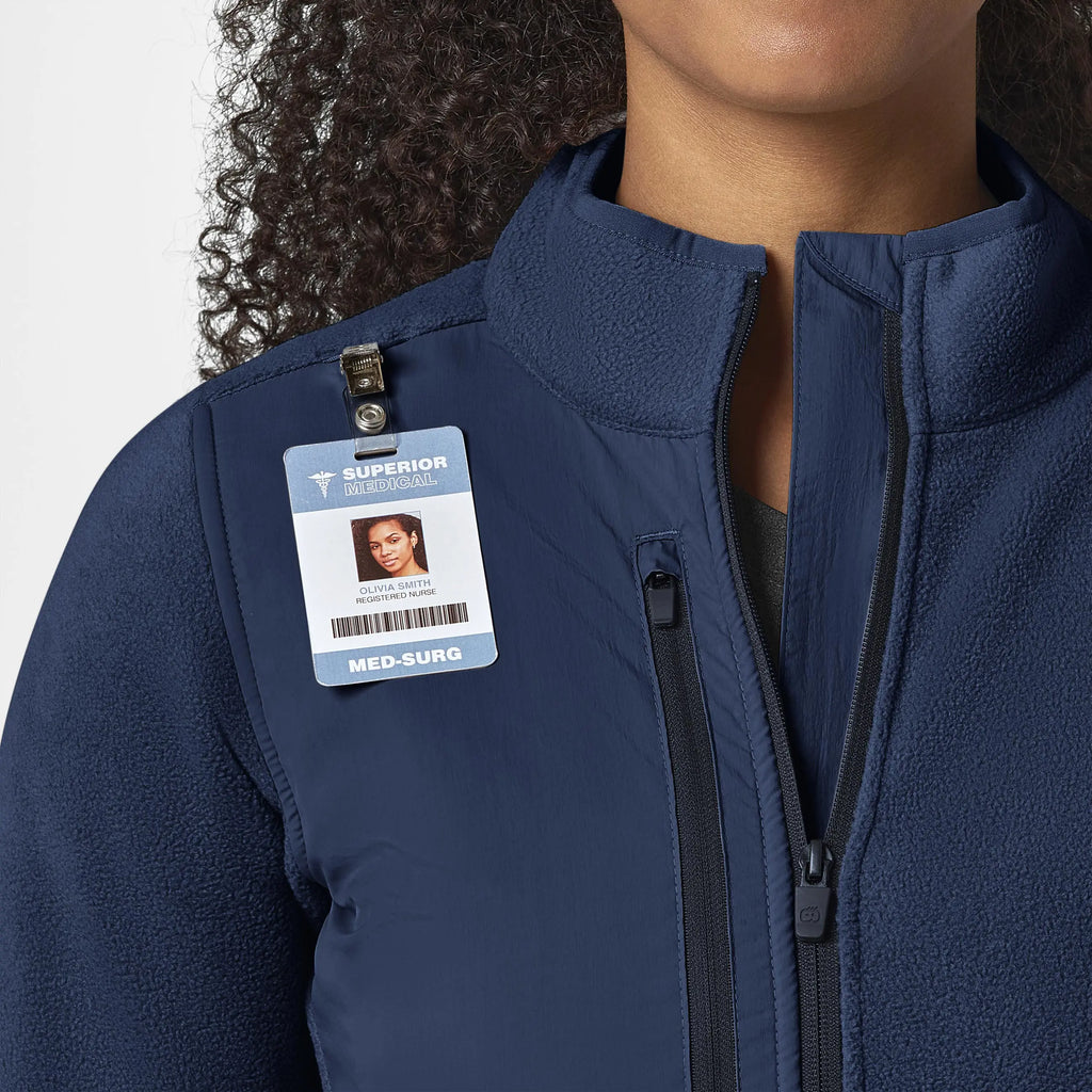 Wink Scrubs Women's Micro Fleece Zip Jacket Navy | scrub-supply.com