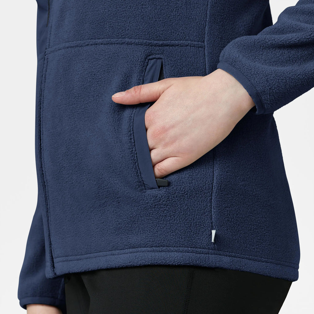 Wink Scrubs Women's Micro Fleece Zip Jacket Navy | scrub-supply.com