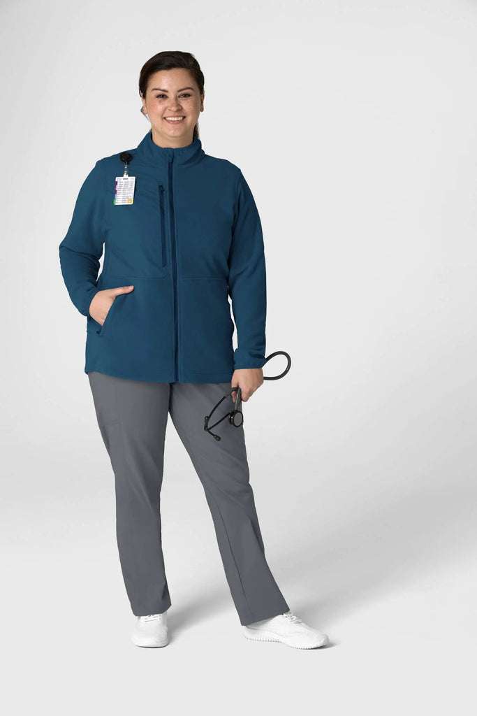 Wink Scrubs Women's Micro Fleece Zip Jacket Navy | scrub-supply.com