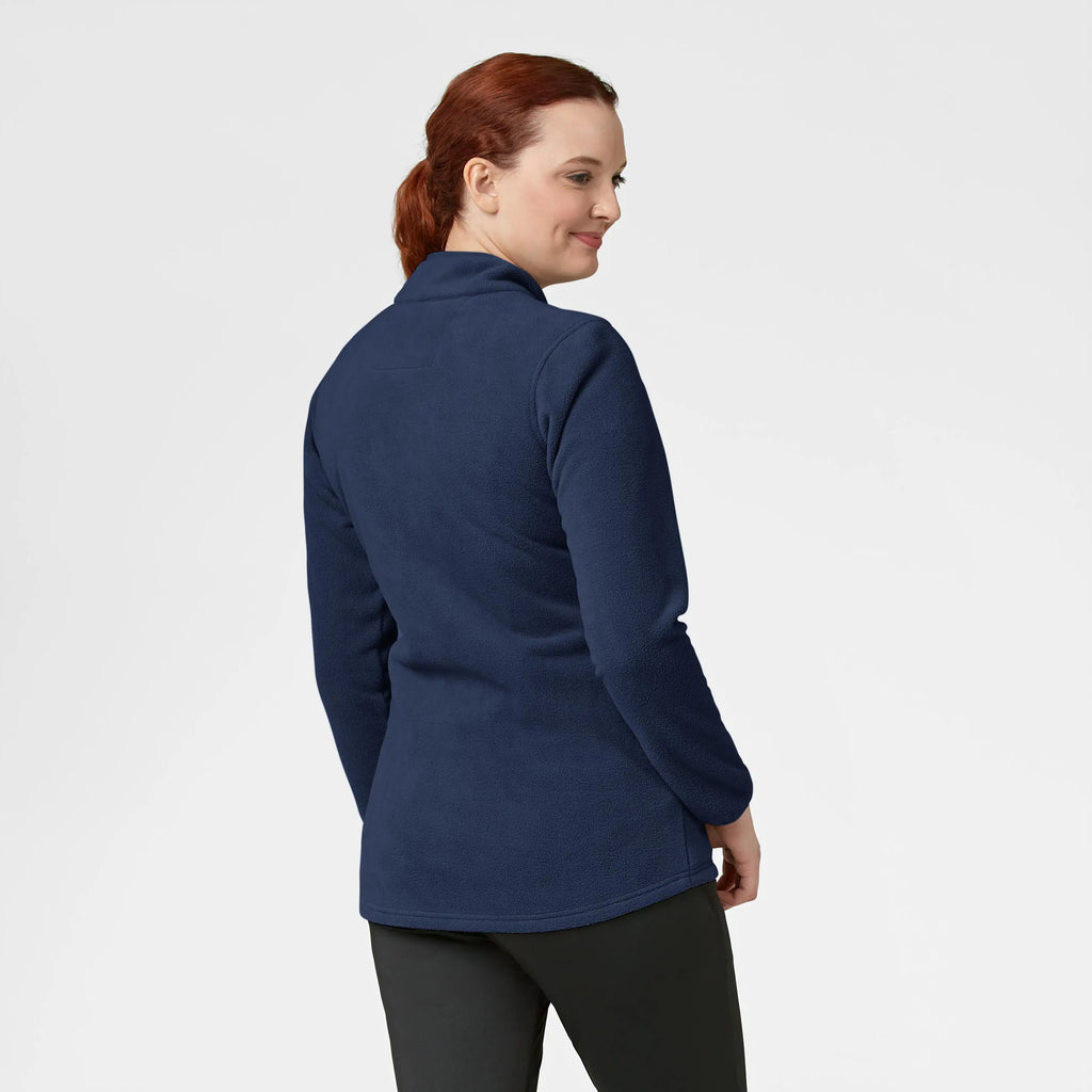 Wink Scrubs Women's Micro Fleece Zip Jacket Navy | scrub-supply.com