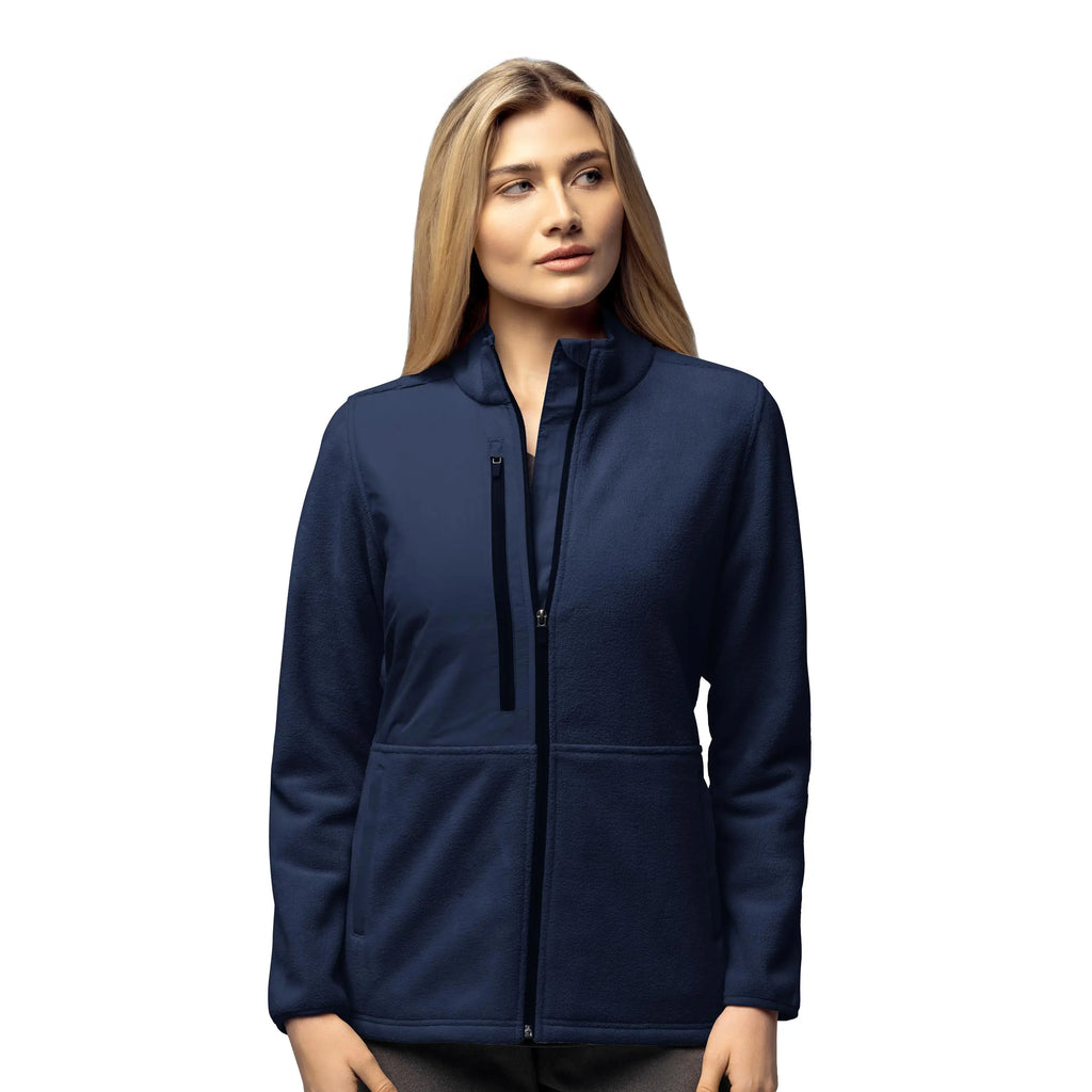 Wink Scrubs Women's Micro Fleece Zip Jacket Navy | scrub-supply.com