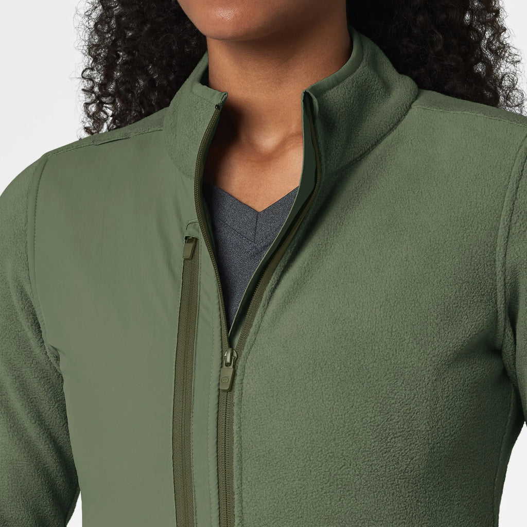 Wink Scrubs Women's Micro Fleece Zip Jacket Olive | scrub-supply.com