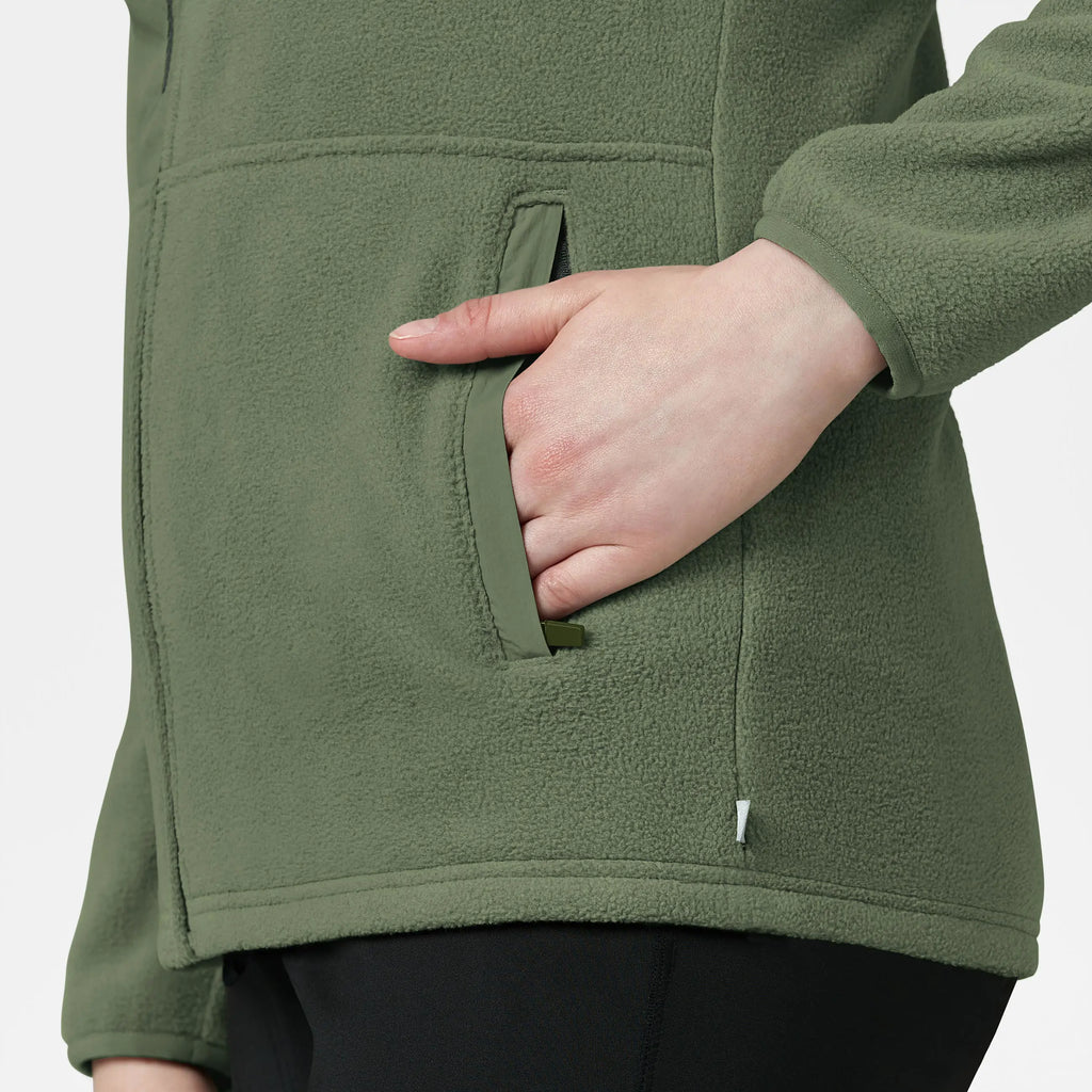 Wink Scrubs Women's Micro Fleece Zip Jacket Olive | scrub-supply.com