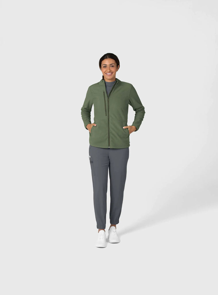 Wink Scrubs Women's Micro Fleece Zip Jacket Olive | scrub-supply.com