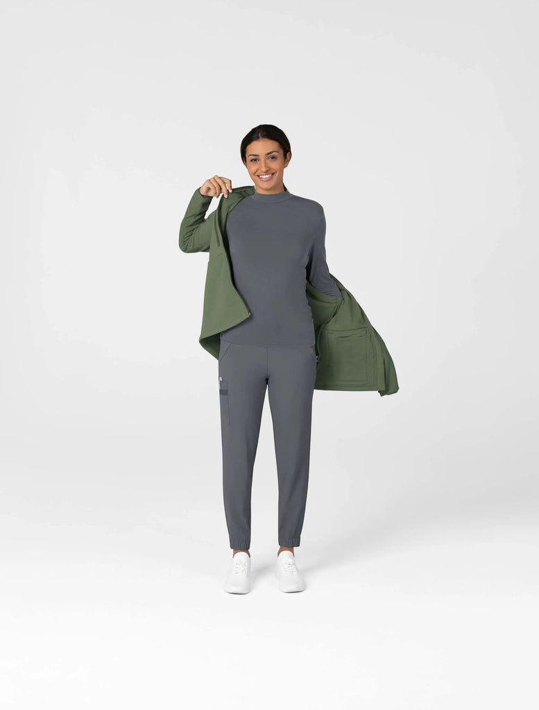 Wink Scrubs Women's Micro Fleece Zip Jacket Olive | scrub-supply.com