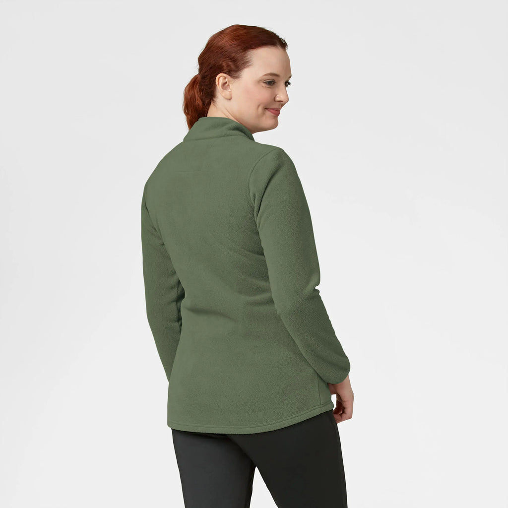 Wink Scrubs Women's Micro Fleece Zip Jacket Olive | scrub-supply.com