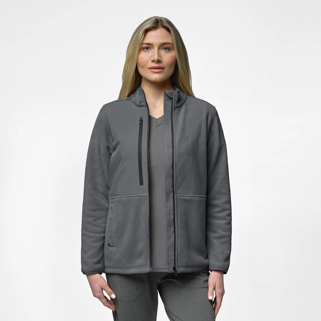 Wink Scrubs Women's Micro Fleece Zip Jacket Pewter | scrub-supply.com