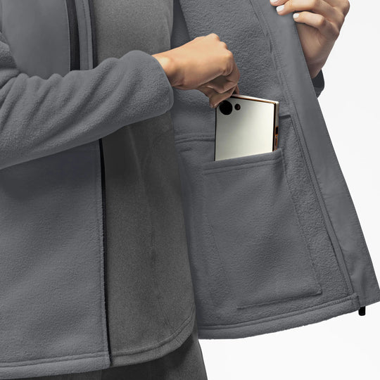 Wink Scrubs Women's Micro Fleece Zip Jacket Pewter | scrub-supply.com