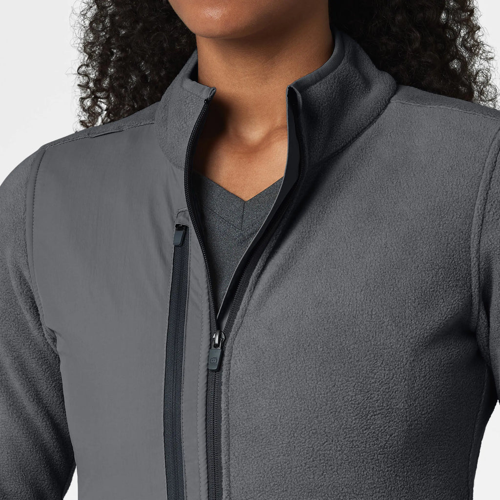 Wink Scrubs Women's Micro Fleece Zip Jacket Pewter | scrub-supply.com