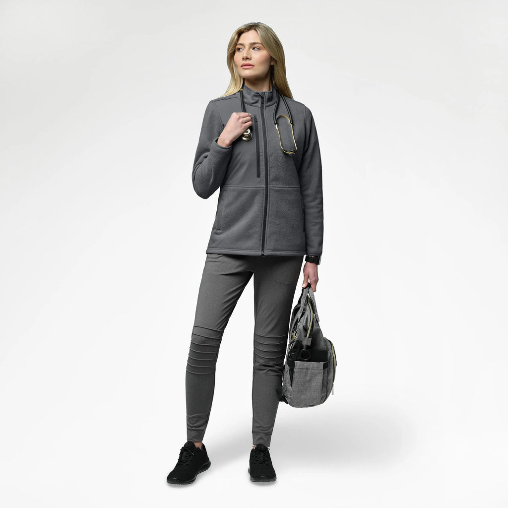 Wink Scrubs Women's Micro Fleece Zip Jacket Pewter | scrub-supply.com