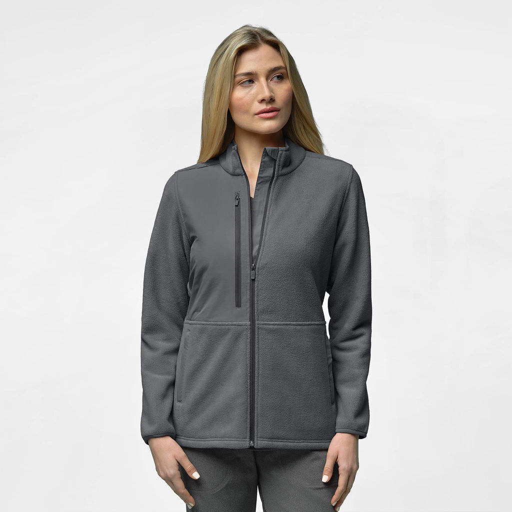 Wink Scrubs Women's Micro Fleece Zip Jacket Pewter | scrub-supply.com