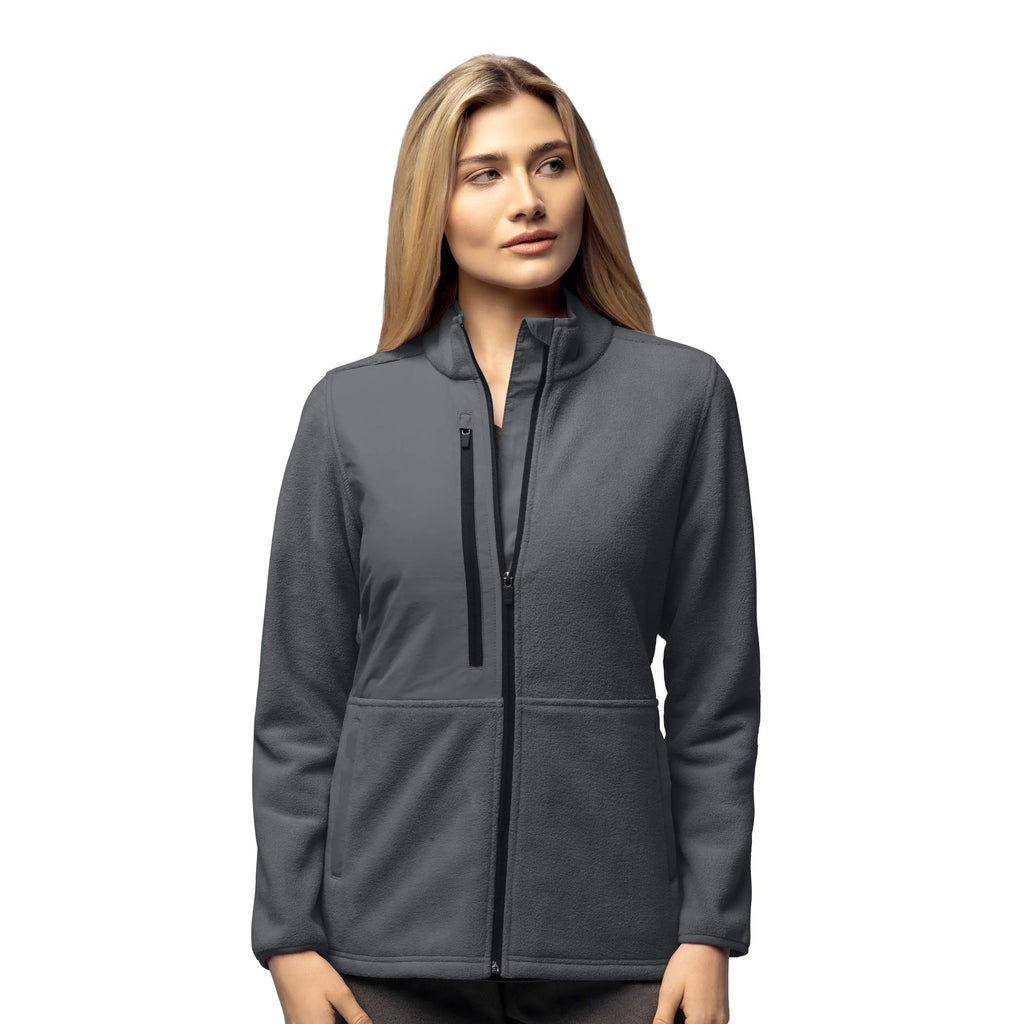 Wink Scrubs Women's Micro Fleece Zip Jacket Pewter | scrub-supply.com