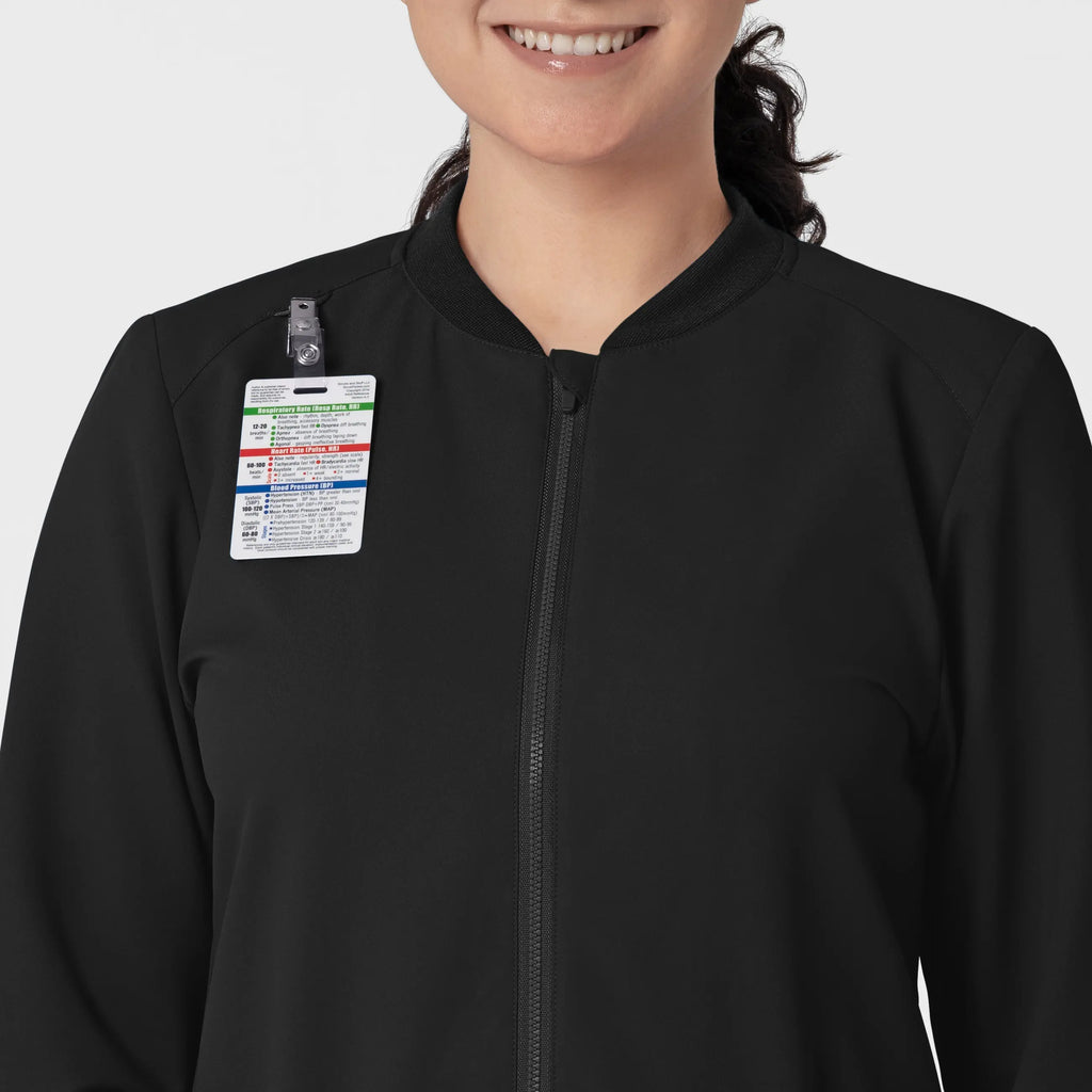 Wink Scrubs Women's Flex-n-Reach Zip-Front Jacket Black | scrub-supply.com