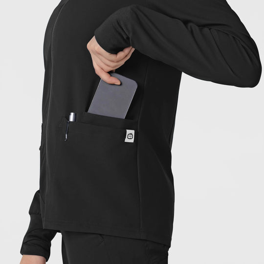 Wink Scrubs Women's Flex-n-Reach Zip-Front Jacket Black | scrub-supply.com