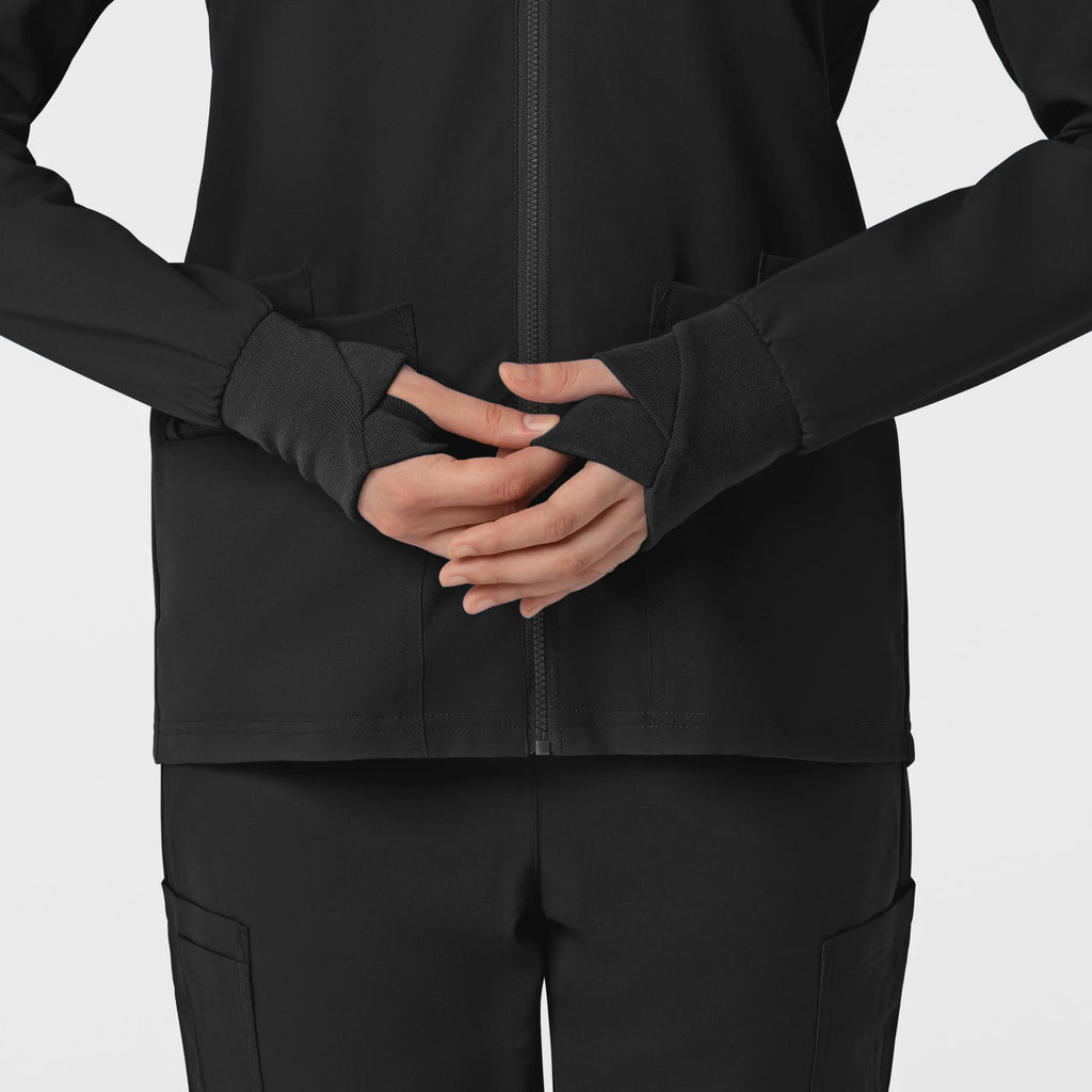 Wink Scrubs Women's Flex-n-Reach Zip-Front Jacket Black | scrub-supply.com