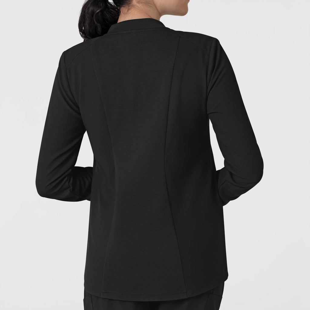 Wink Scrubs Women's Flex-n-Reach Zip-Front Jacket Black | scrub-supply.com