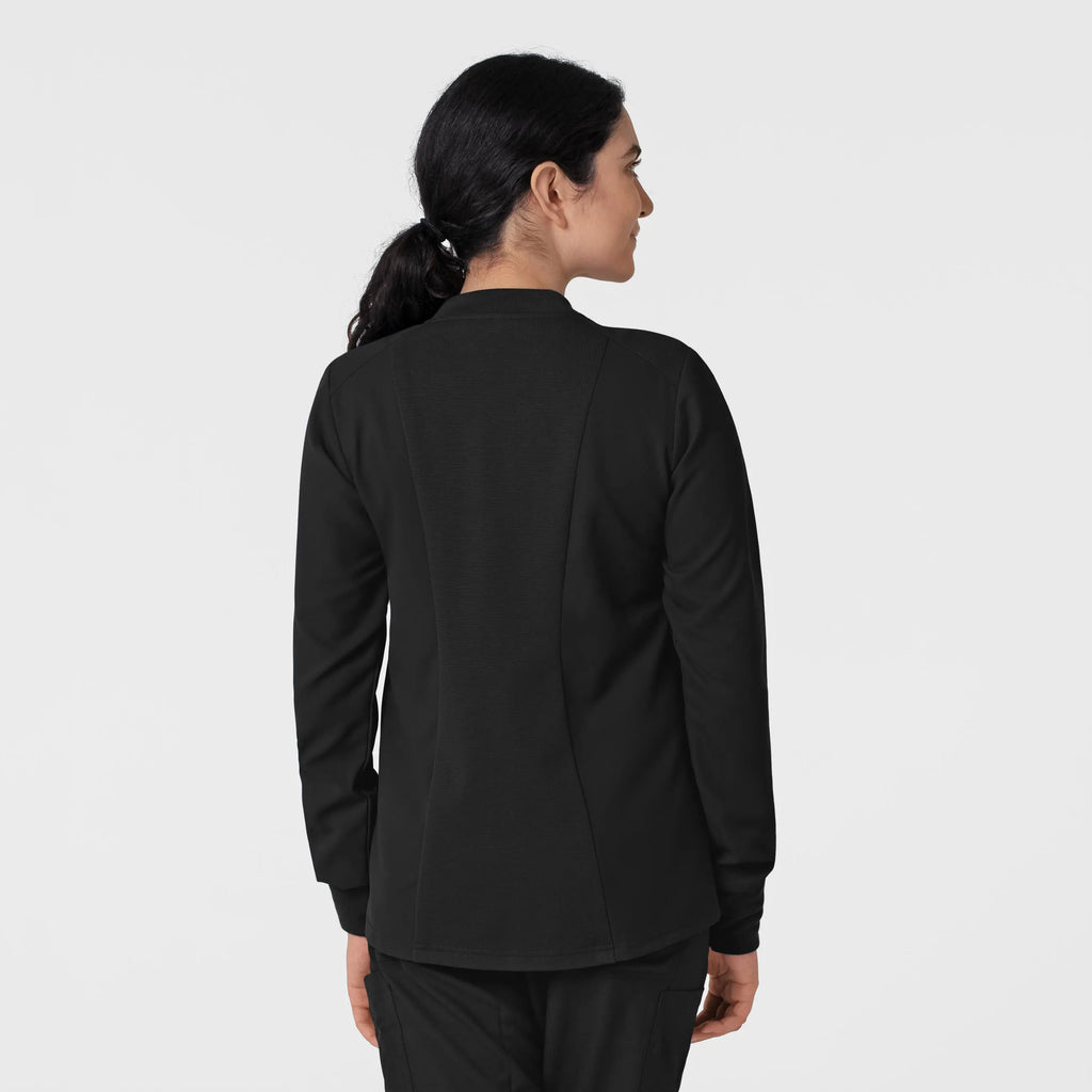 Wink Scrubs Women's Flex-n-Reach Zip-Front Jacket Black | scrub-supply.com